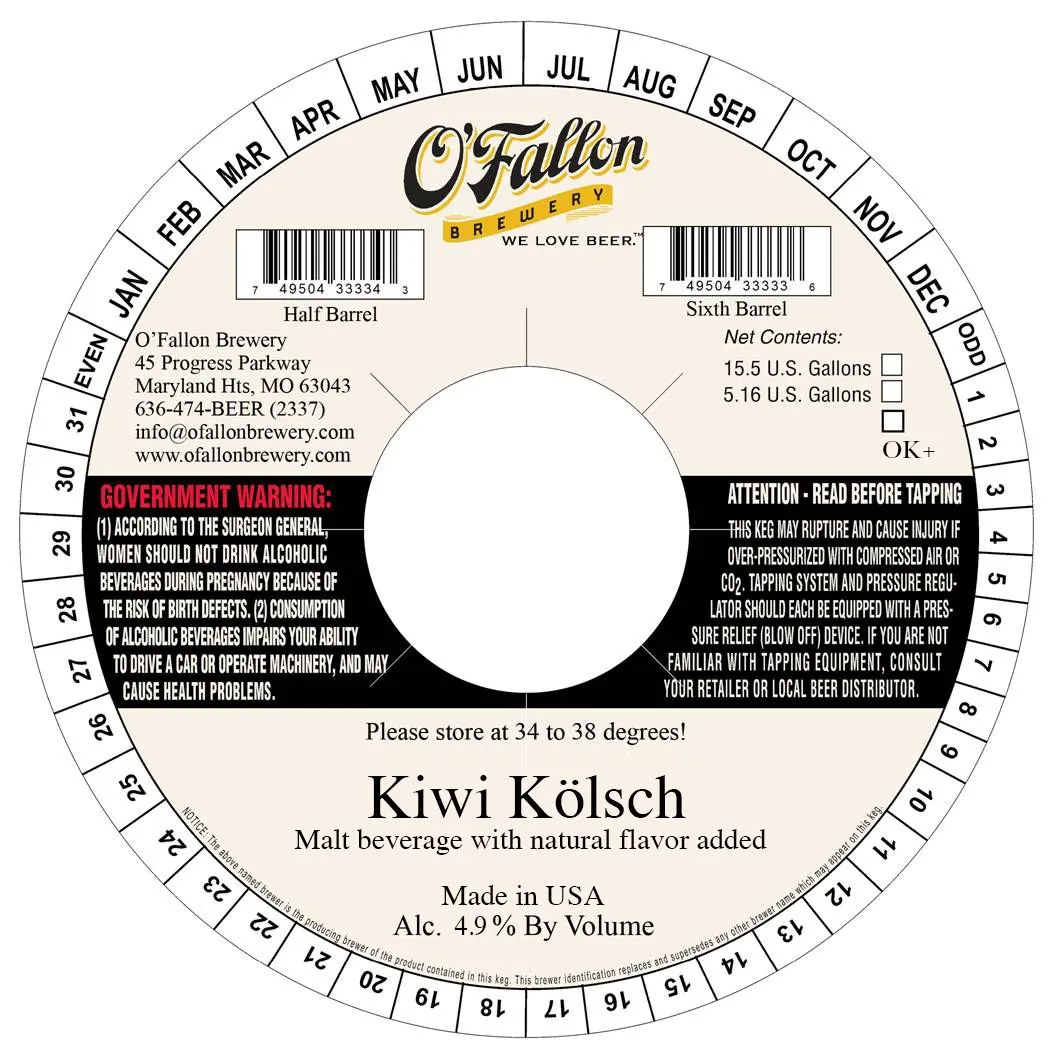 Kiwi Kölsch label art — O'FALLON