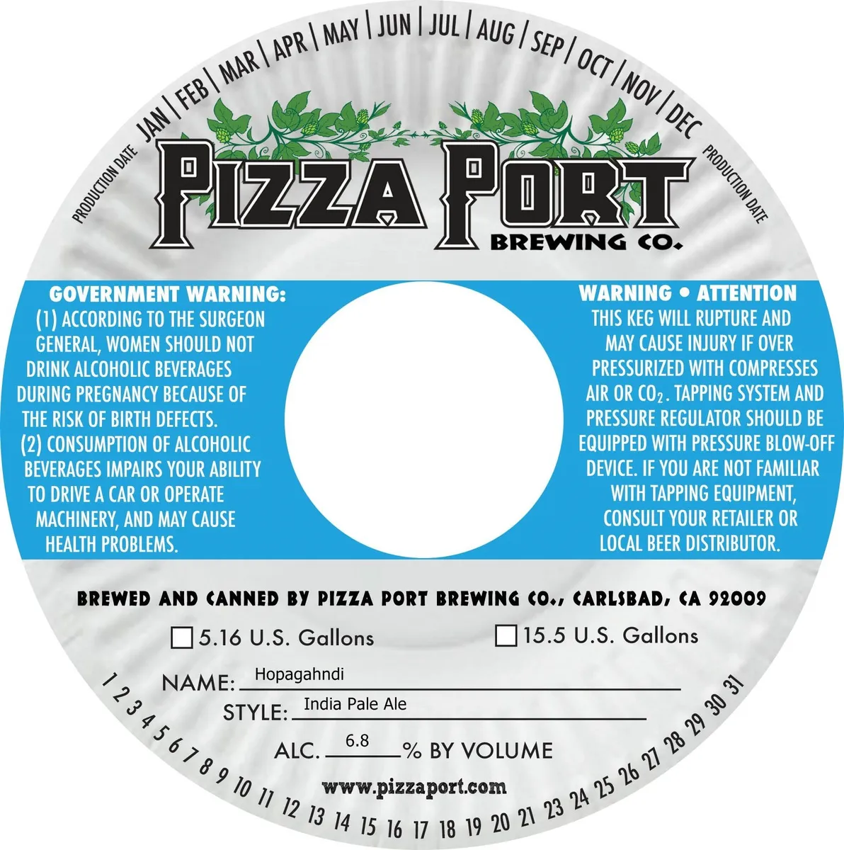 Hopagahndi label art — PIZZA PORT BREWING CO