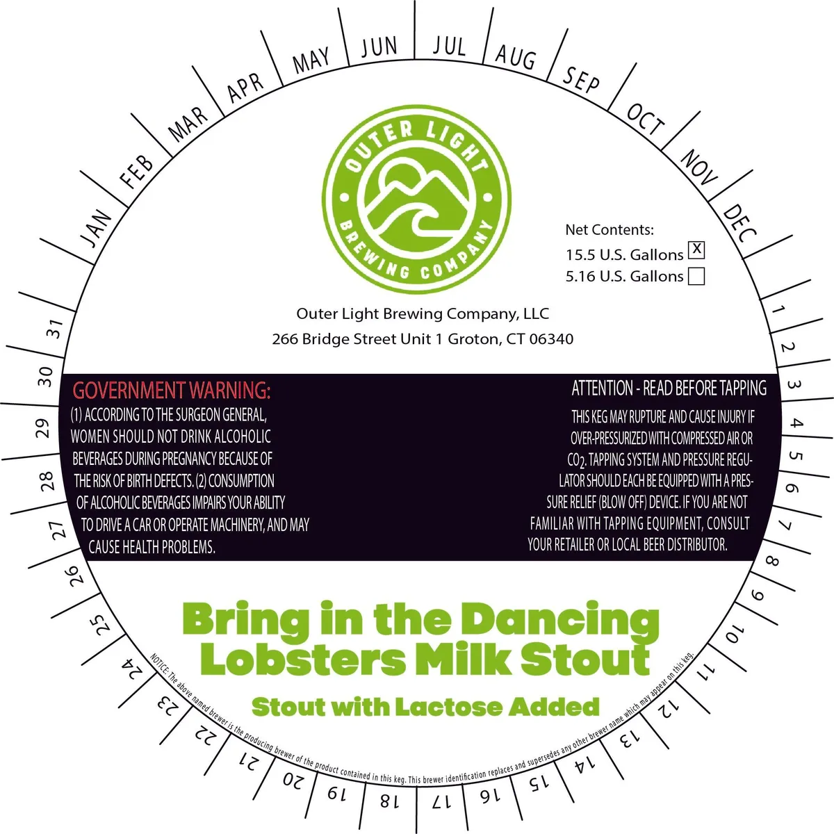 Bring in the Dancing Lobsters Milk Stout label art — BRING IN THE DANCING LOBSTERS MILK STOUT
