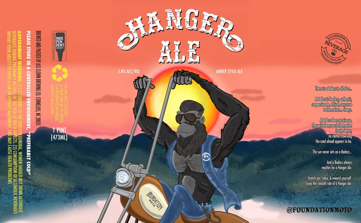 Hanger Ale label art — ASS CLOWN BREWING COMPANY