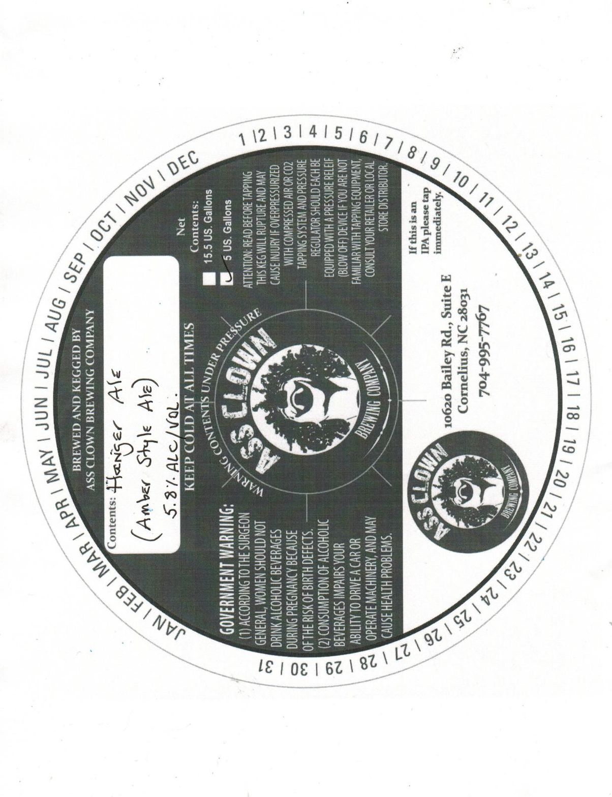 Hanger Ale — full label as filed with TTB