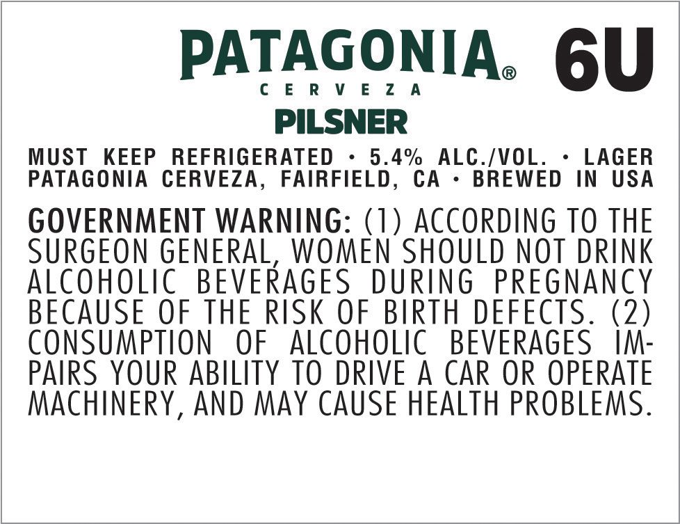 Patagonia Cerveza Pilsner — full label as filed with TTB