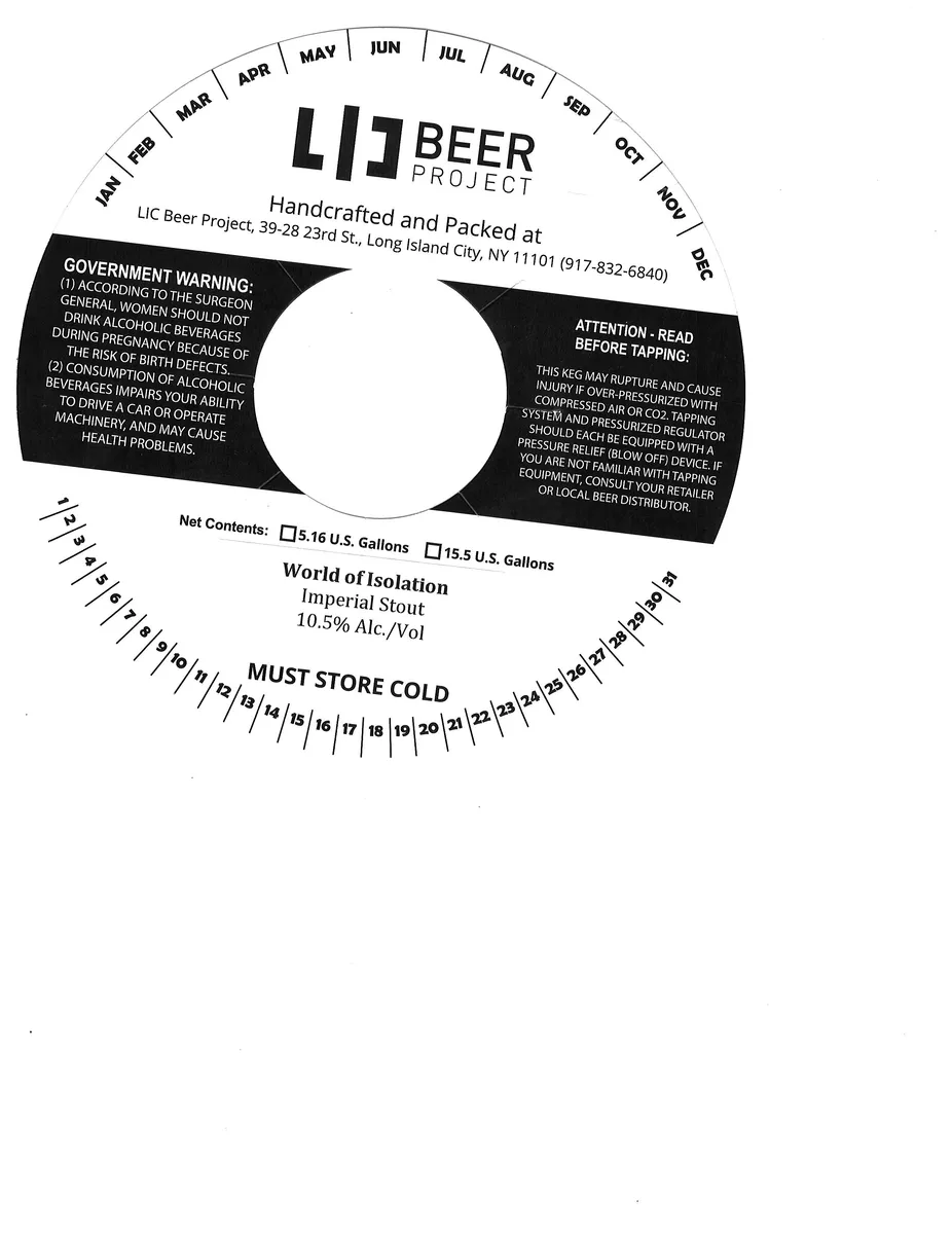 World of Isolation label art — LIC BEER PROJECT
