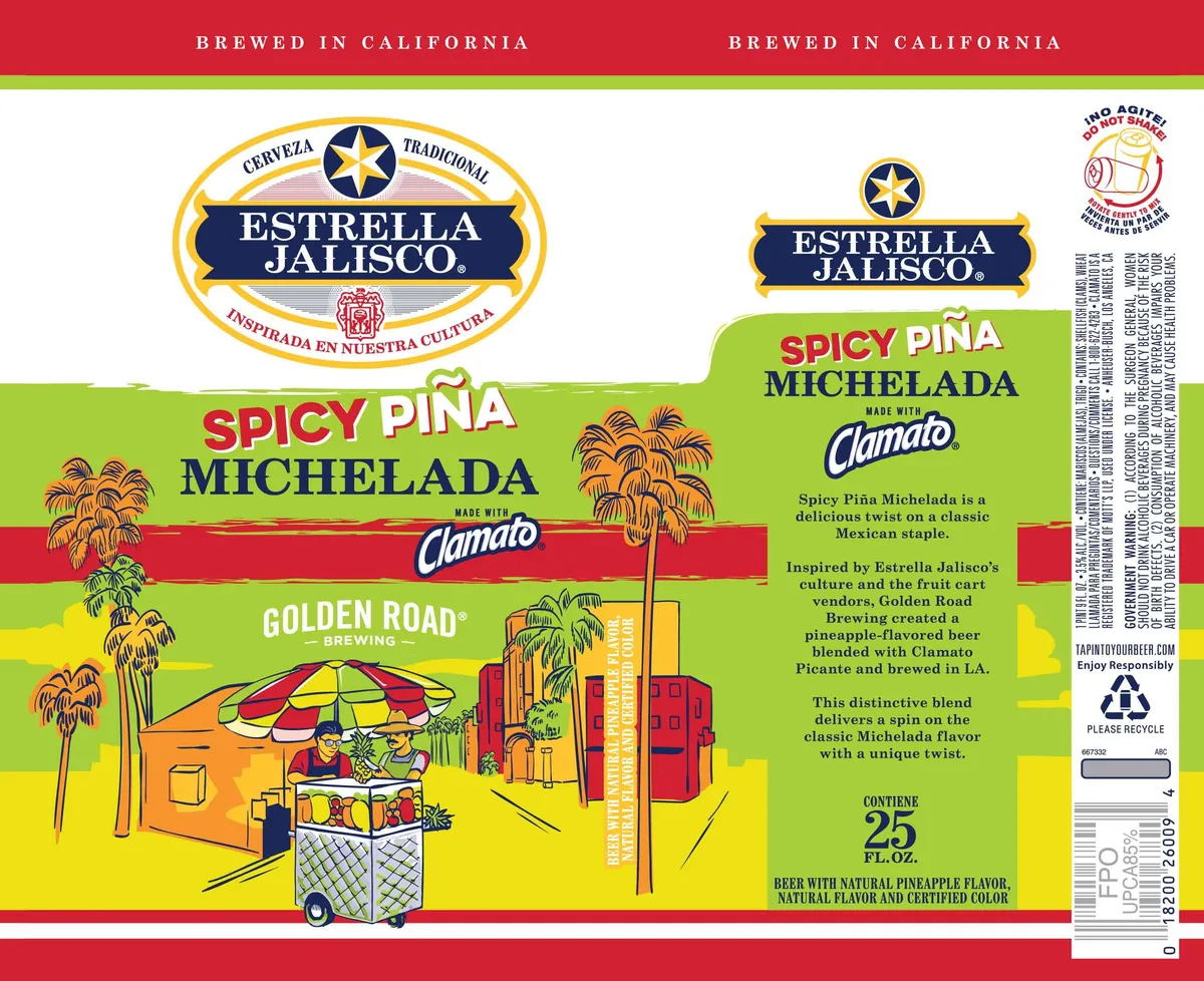 Spicy Piña Michelada label art — ESTRELLA JALISCO