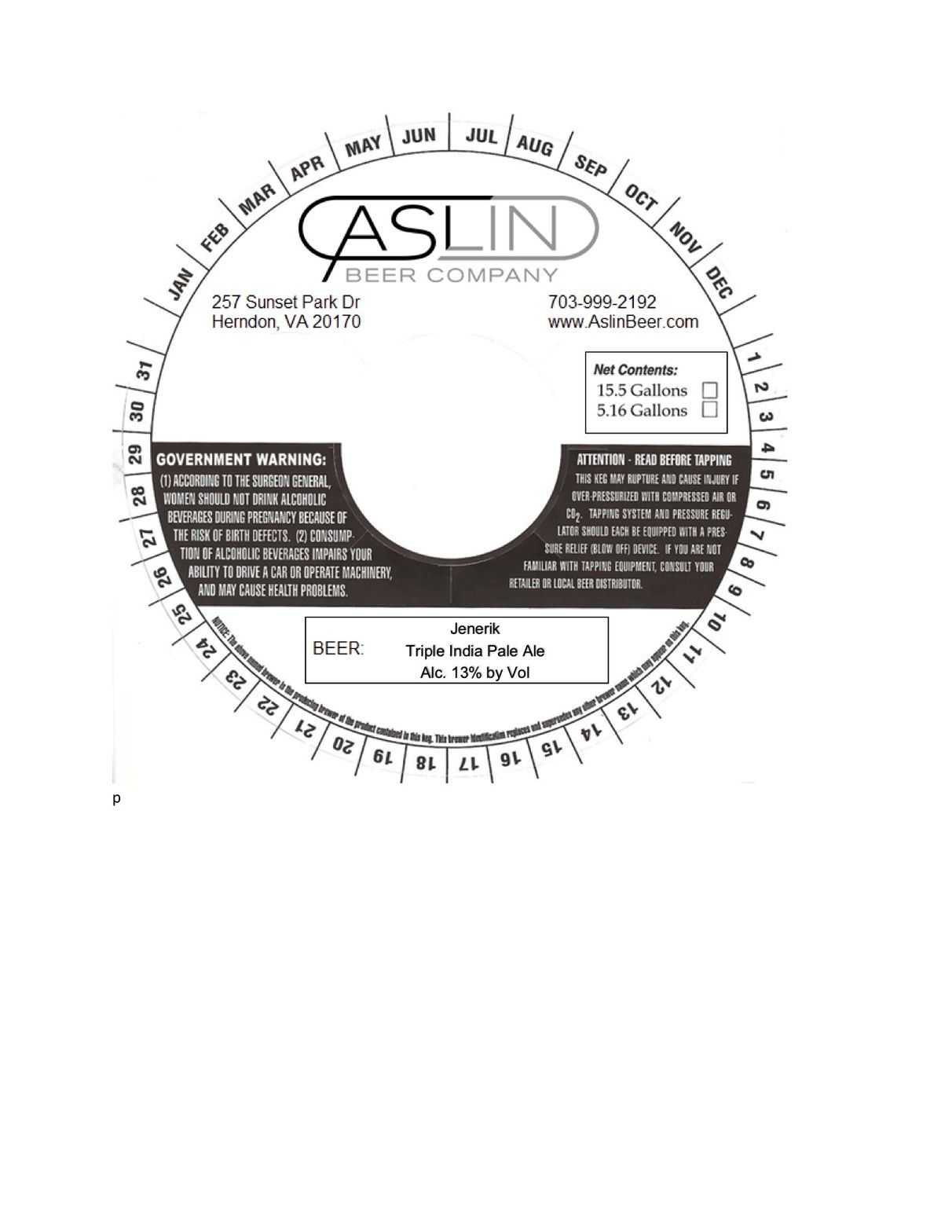 Jenerik — full label as filed with TTB