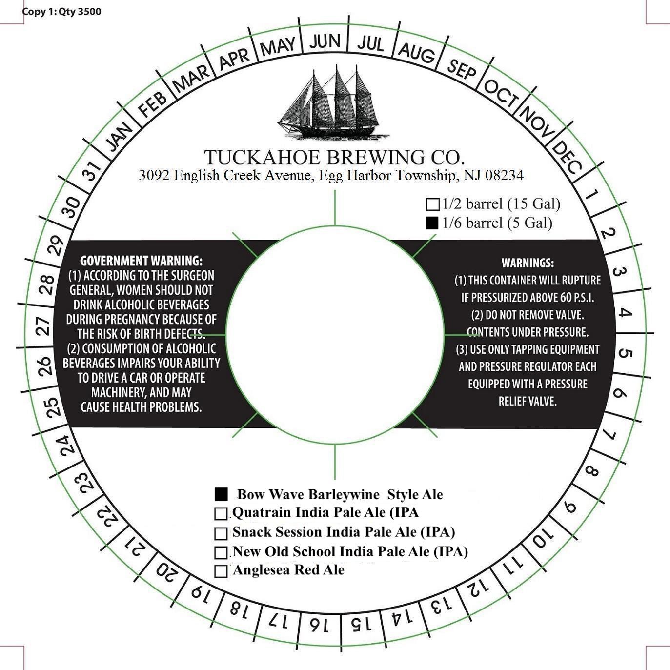 Bow Wave Barleywine Style Ale — full label as filed with TTB