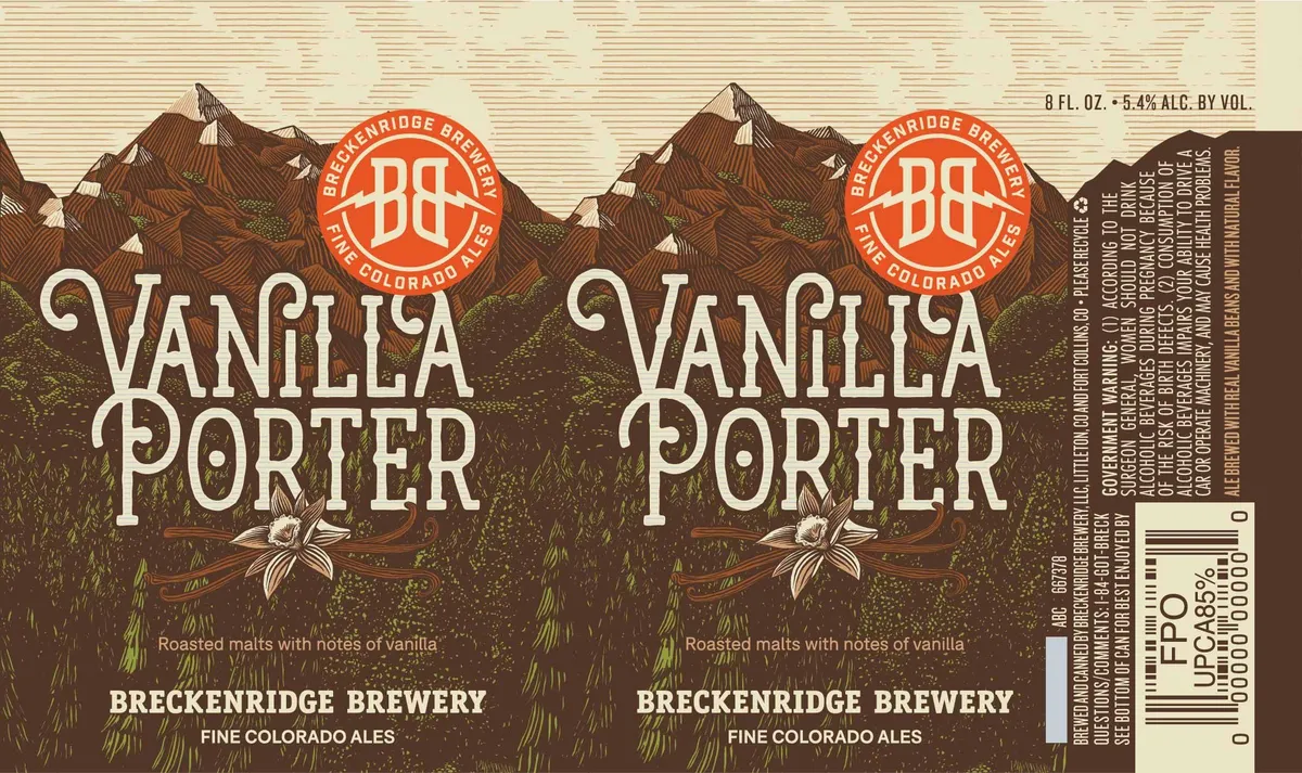 Vanilla Porter label art — BRECKENRIDGE BREWERY