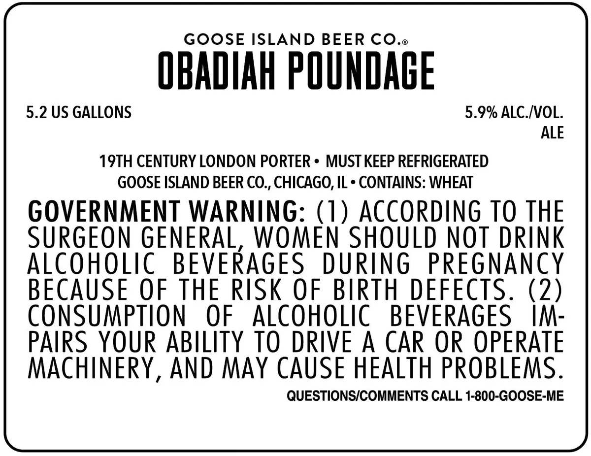 Obadiah Poundage label art — GOOSE ISLAND BEER CO.