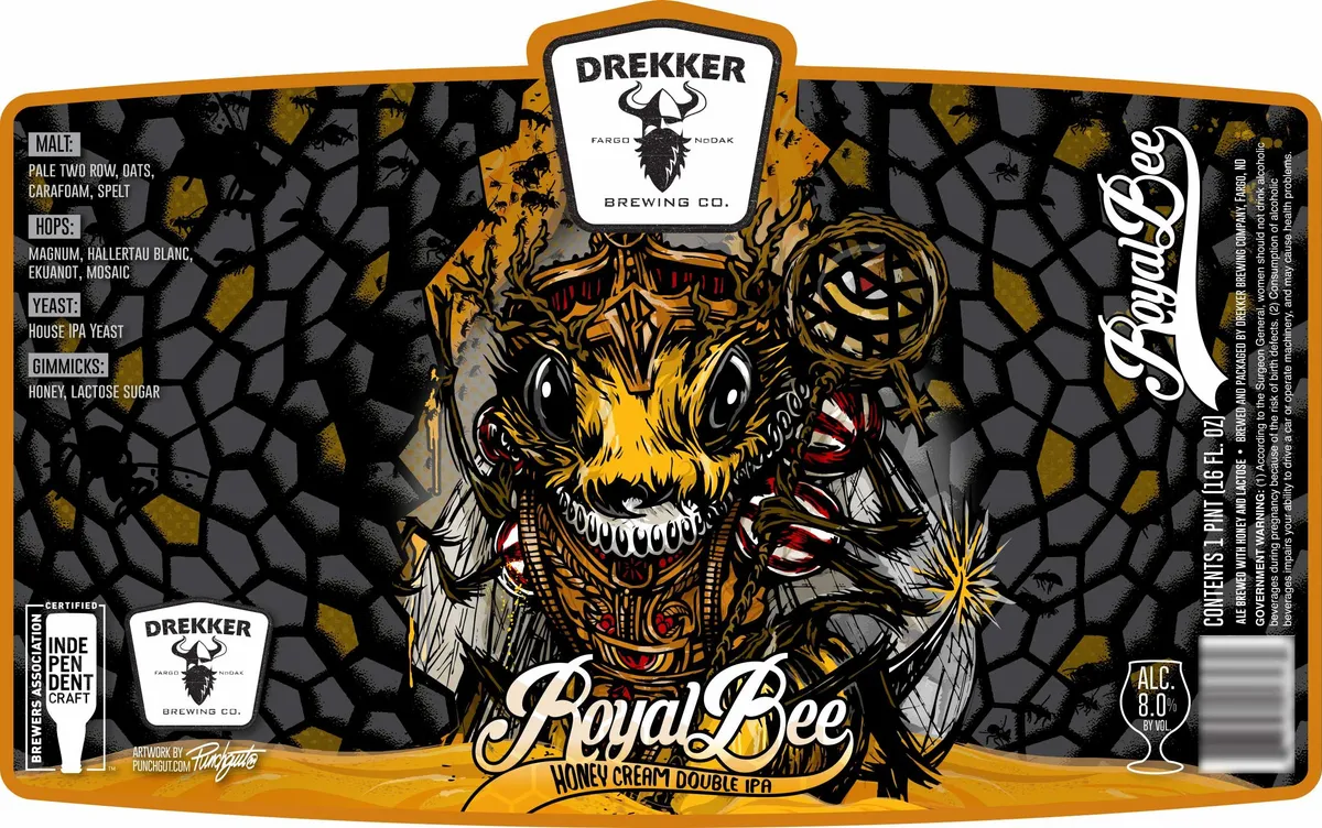 Royal Bee Honey Cream Double IPA label art — DREKKER BREWING COMPANY