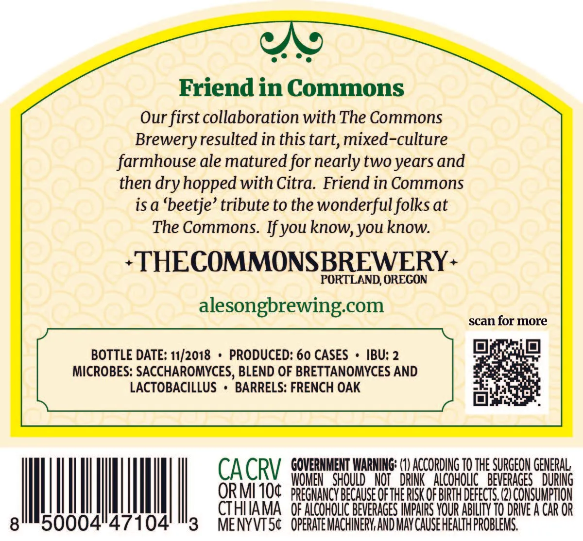 Friend in Commons label art — ALESONG BREWING AND BLENDING