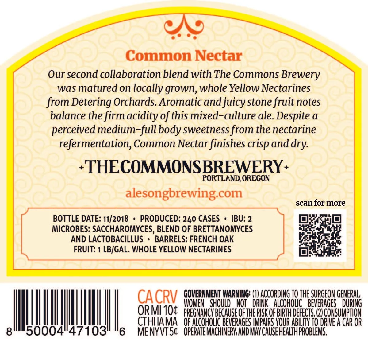 Common Nectar label art — ALESONG BREWING AND BLENDING