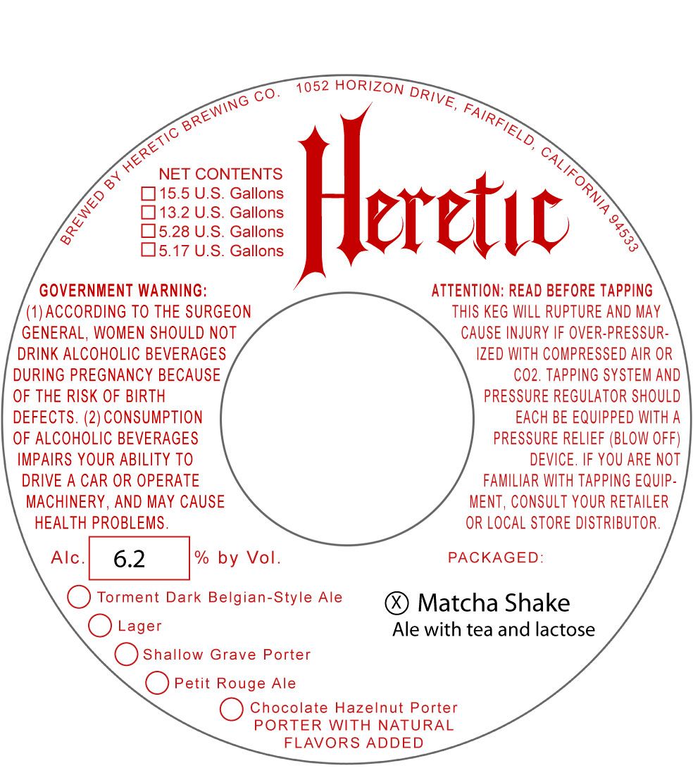 Matcha Shake — full label as filed with TTB