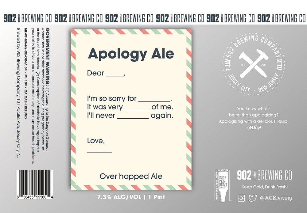 Apology Ale — full label as filed with TTB