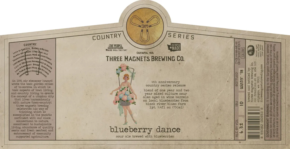Blueberry Dance label art — THREE MAGNETS BREWING CO.