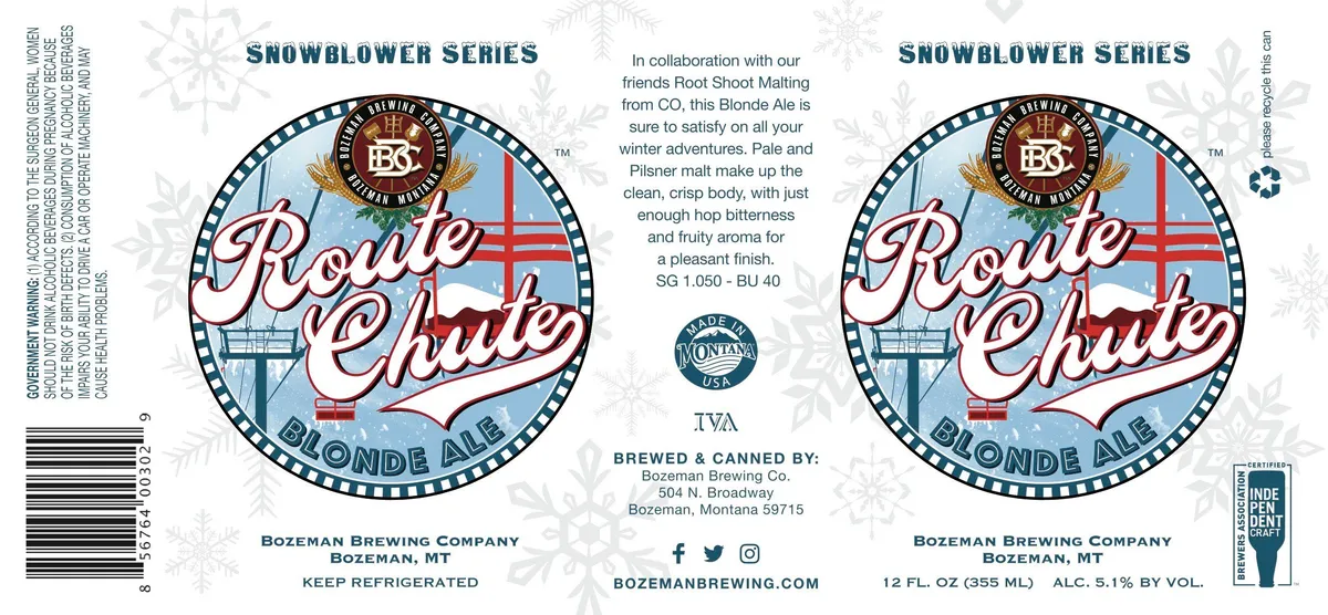Route Chute Blonde Ale label art — ROUTE CHUTE BLONDE ALE