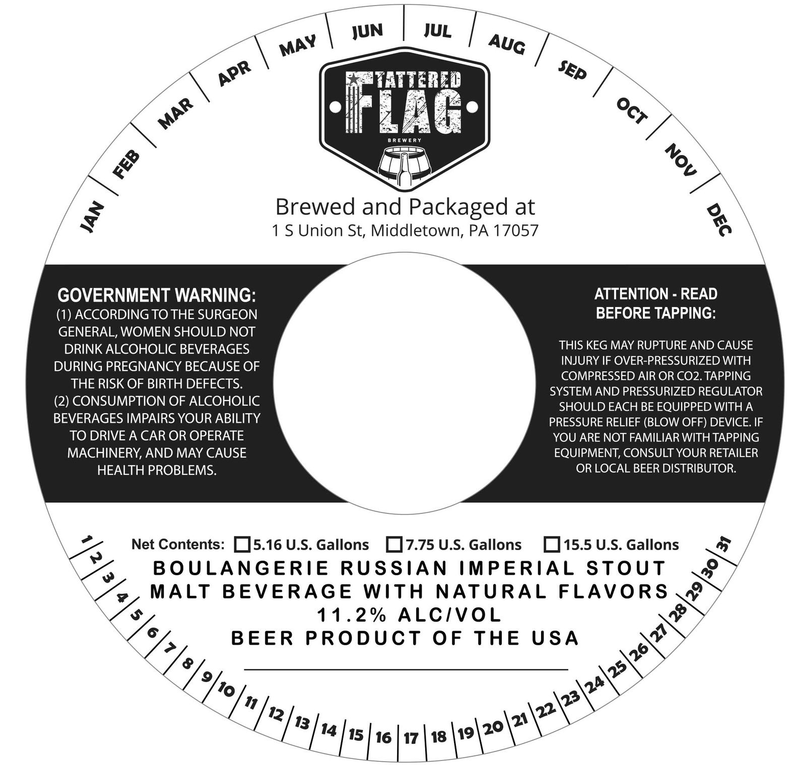 Boulangerie Russian Imperial Stout — full label as filed with TTB