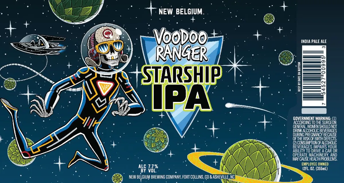 Voodoo Ranger Starship IPA label art — NEW BELGIUM BREWING