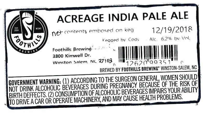 Acreage India Pale Ale label