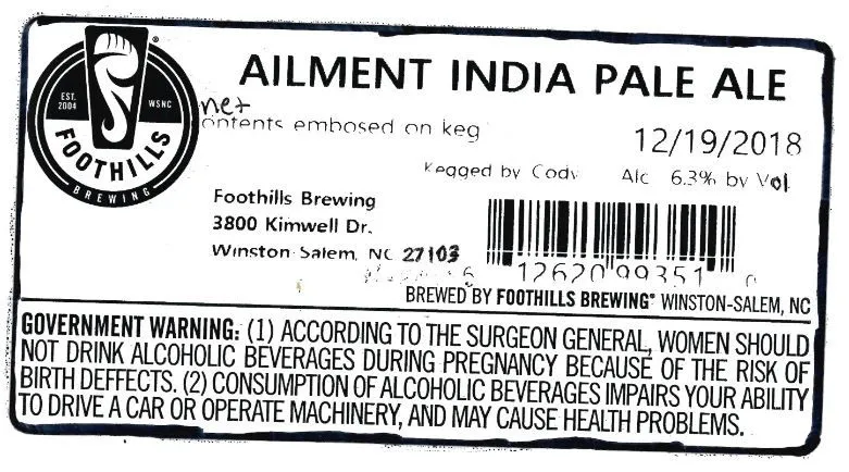 Ailment India Pale Ale label