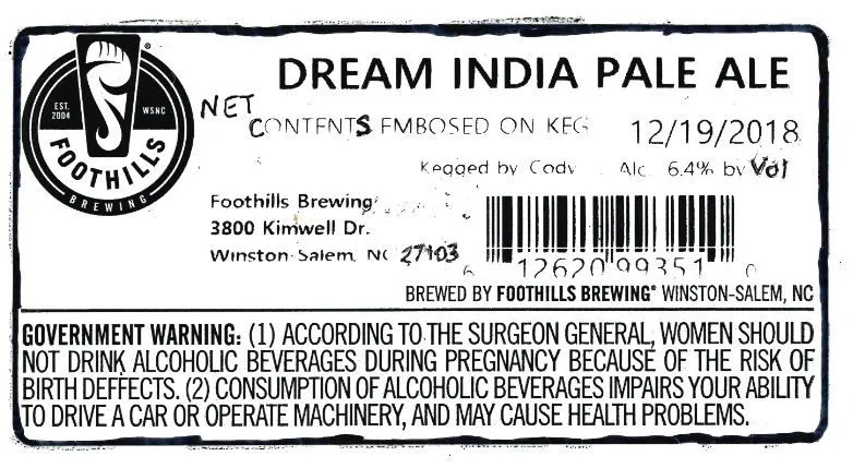 Dream India Pale Ale label