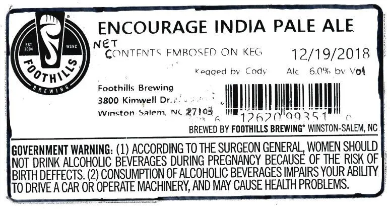 Encourage India Pale Ale label