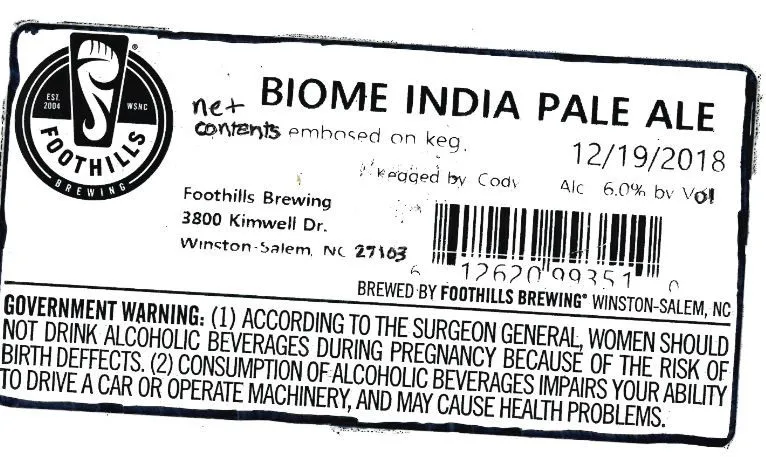 Biome India Pale Ale label