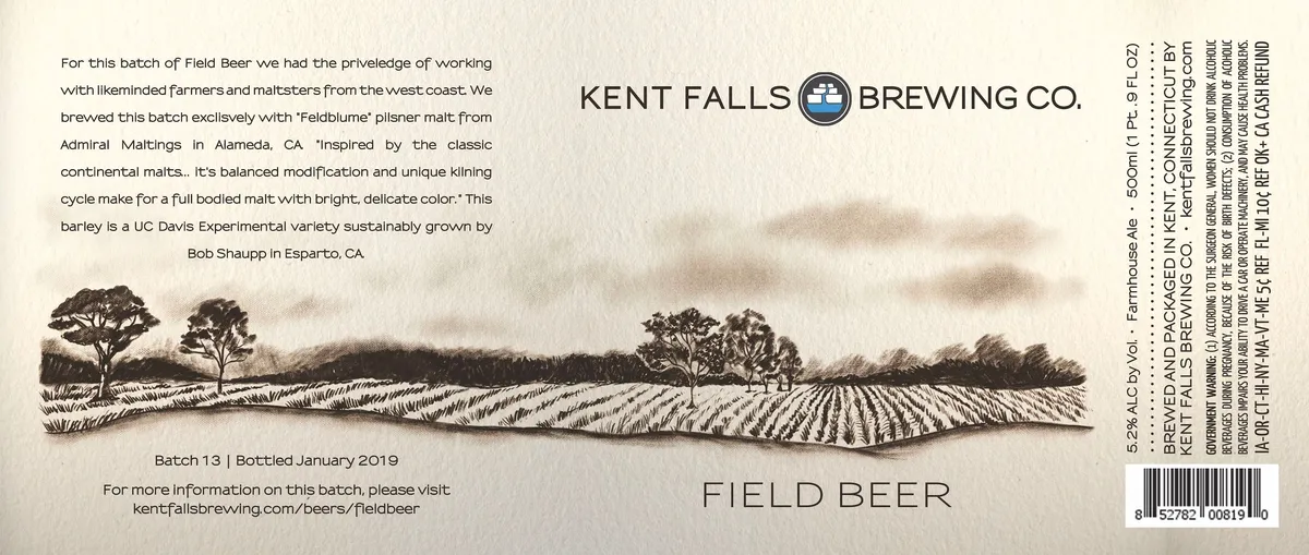 Field Beer label art — KENT FALLS BREWING CO.