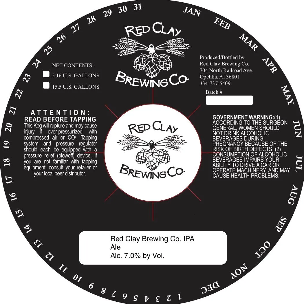 Red Clay Brewing Co. IPA label