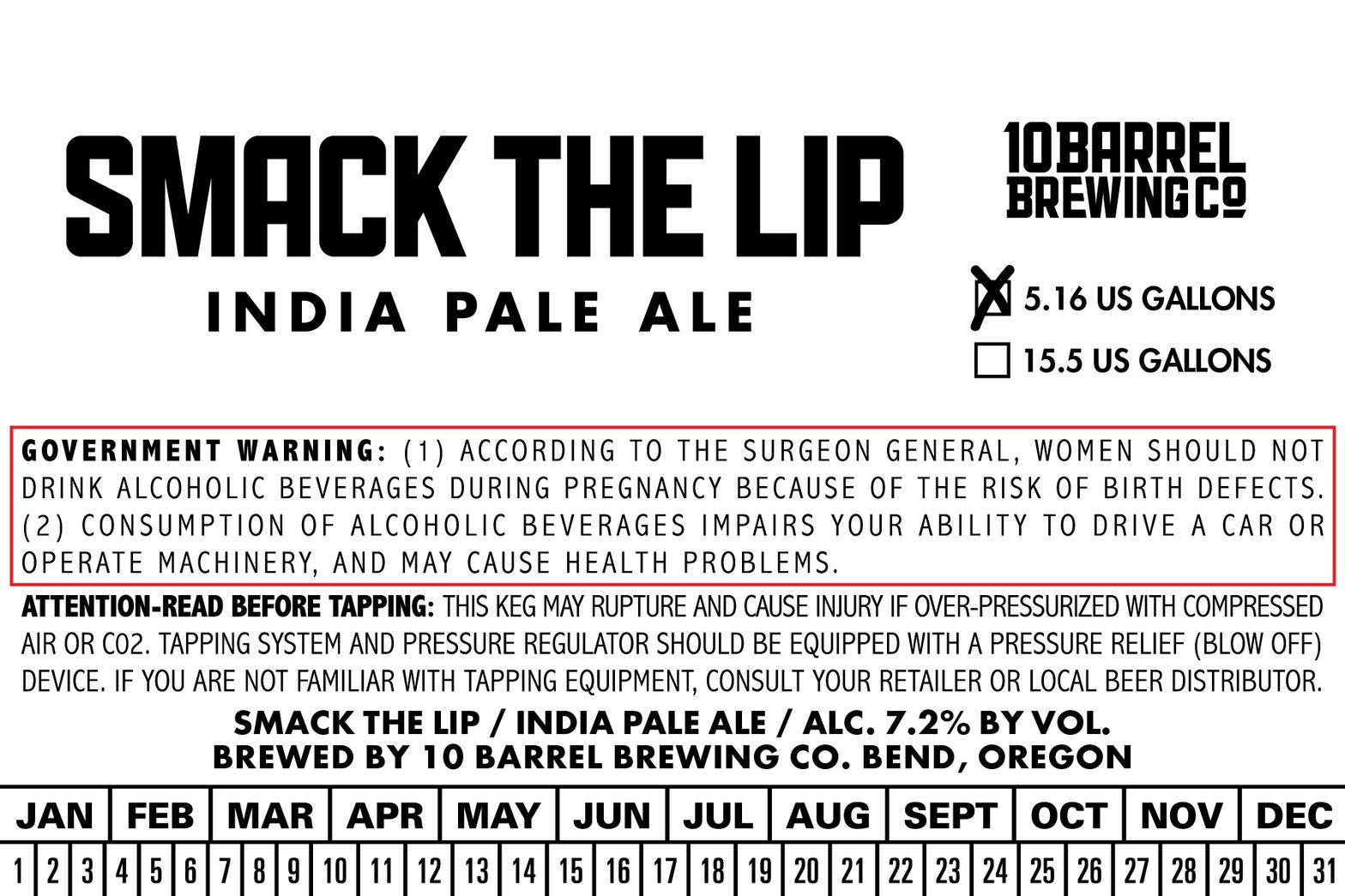 Smack The Lip — full label as filed with TTB