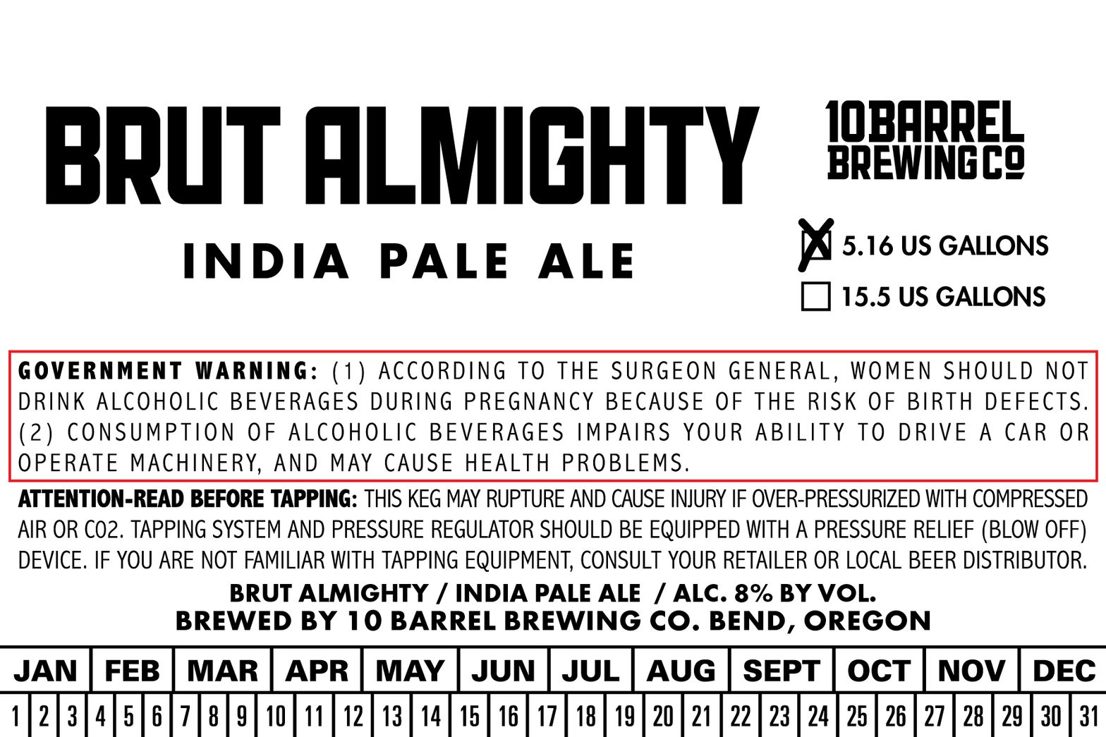 Brut Almighty — full label as filed with TTB