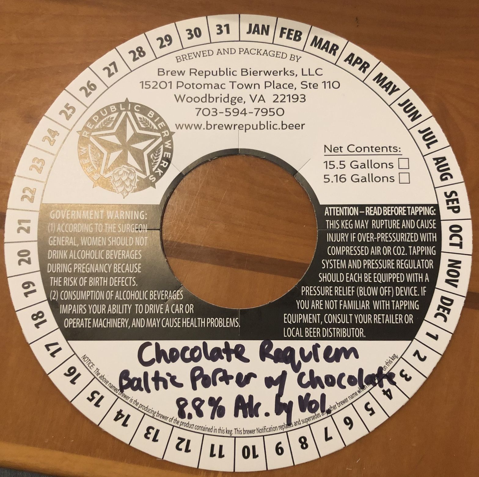Chocolate Requiem — full label as filed with TTB