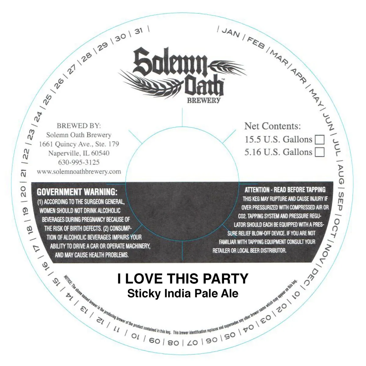 I Love This Party label art — SOLEMN OATH BREWERY