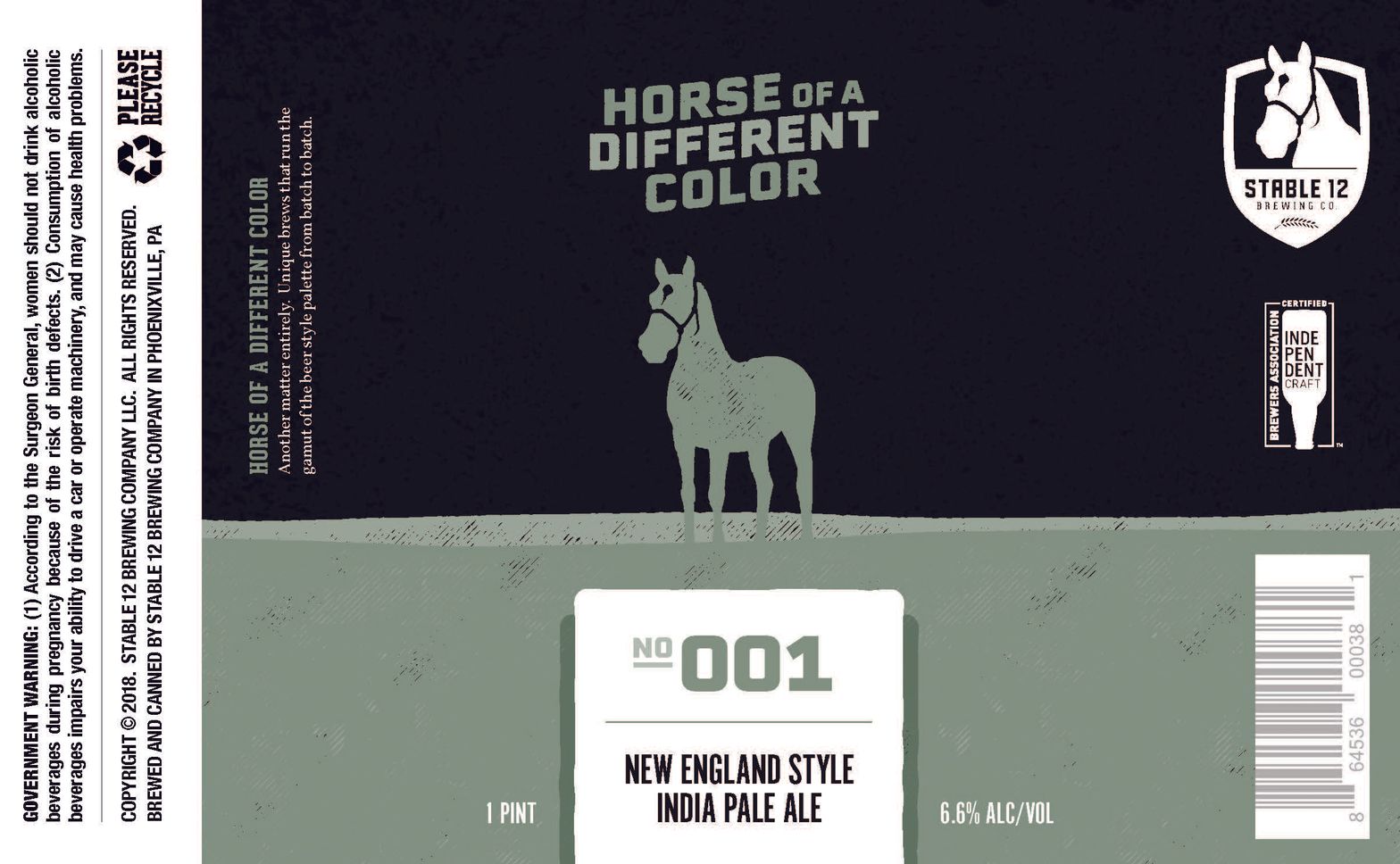 Horse of a Different Color No. 001 — full label as filed with TTB
