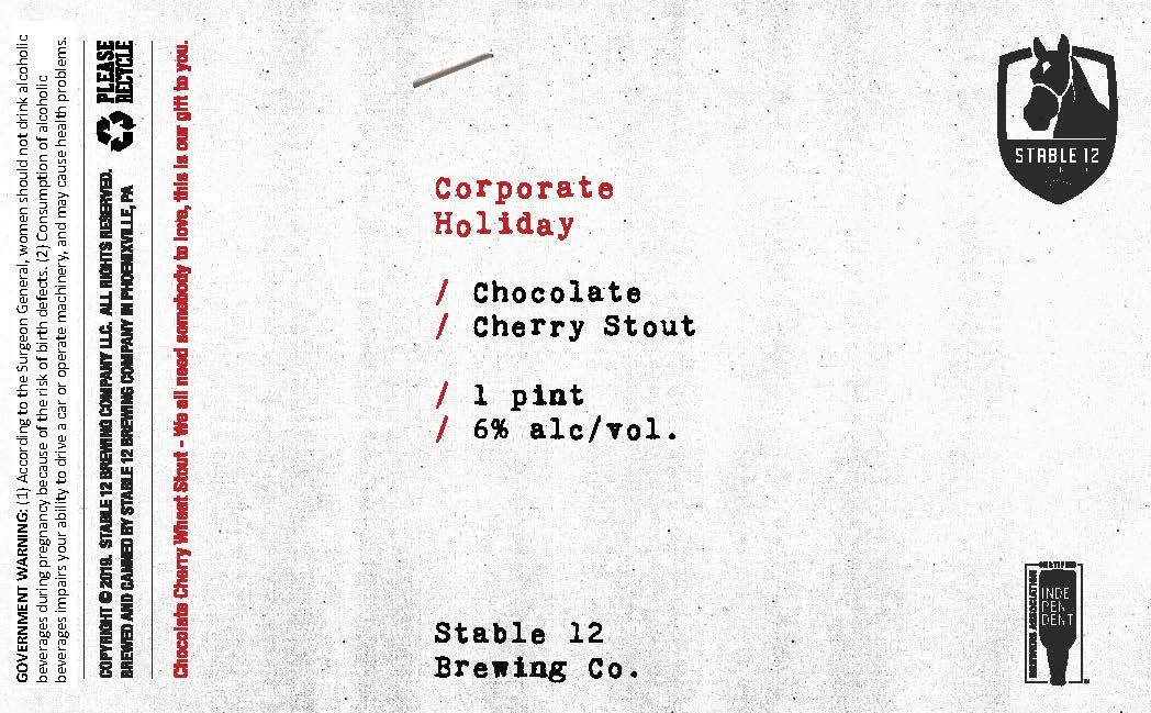 Corporate Holiday — full label as filed with TTB