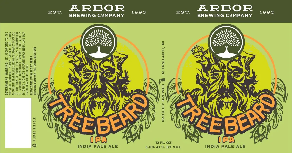 Treebeard IPA label art — ARBOR BREWING COMPANY