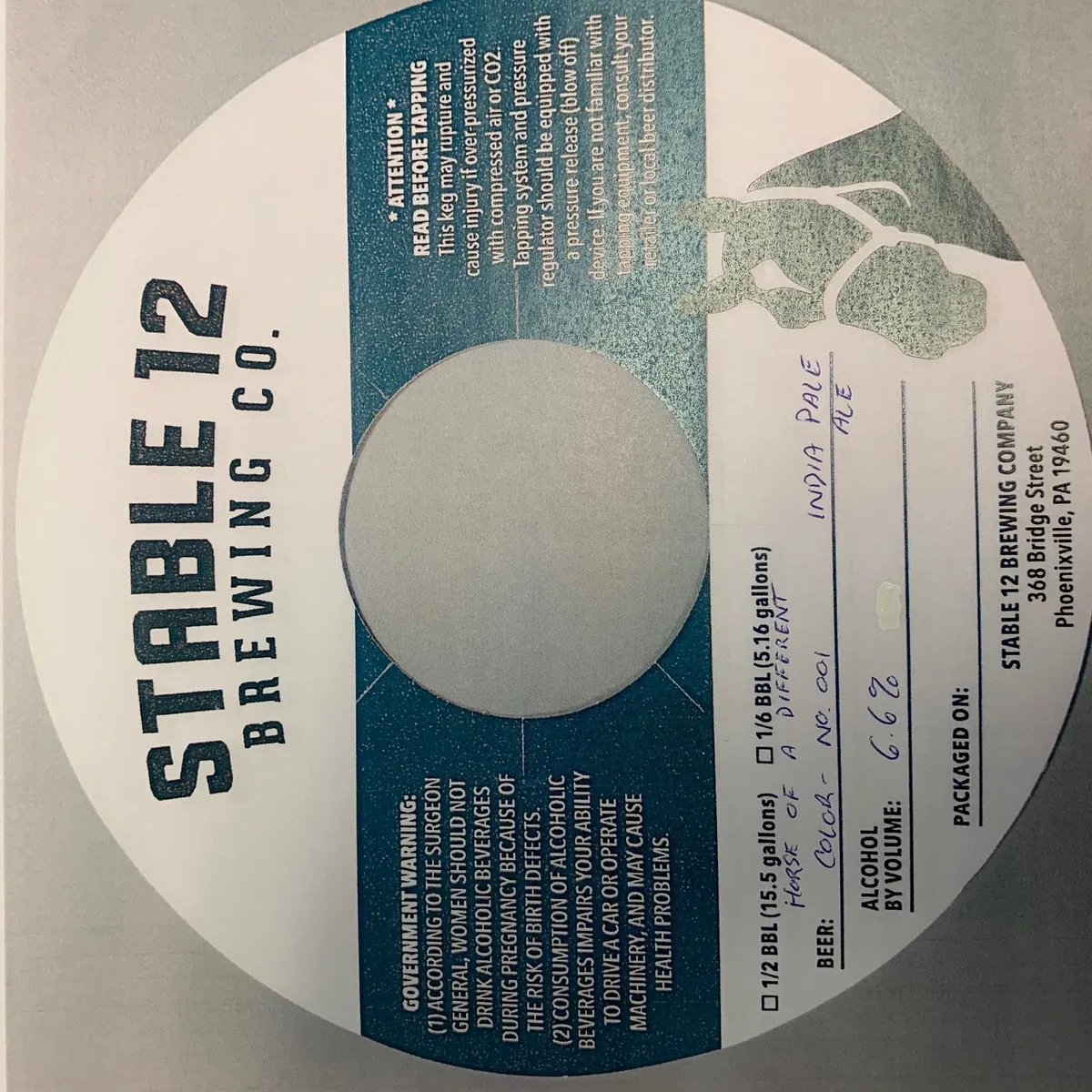Horse of a Different Color No. 001 label art — STABLE 12 BREWING COMPANY
