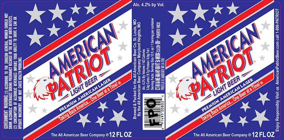 American Patriot Light Beer — full label as filed with TTB