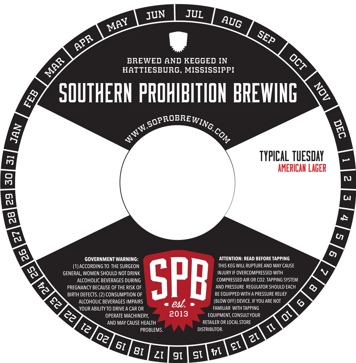 Typical Tuesday label art — SOUTHERN PROHIBITION BREWING