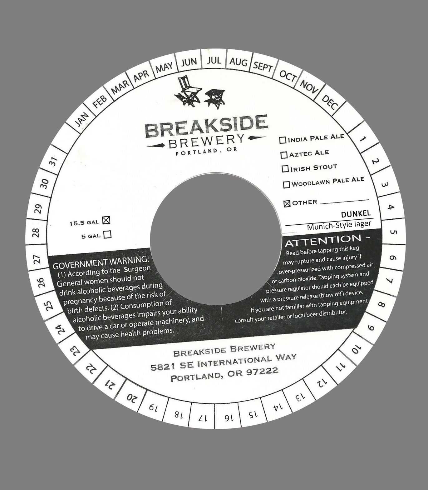 Dunkel — full label as filed with TTB