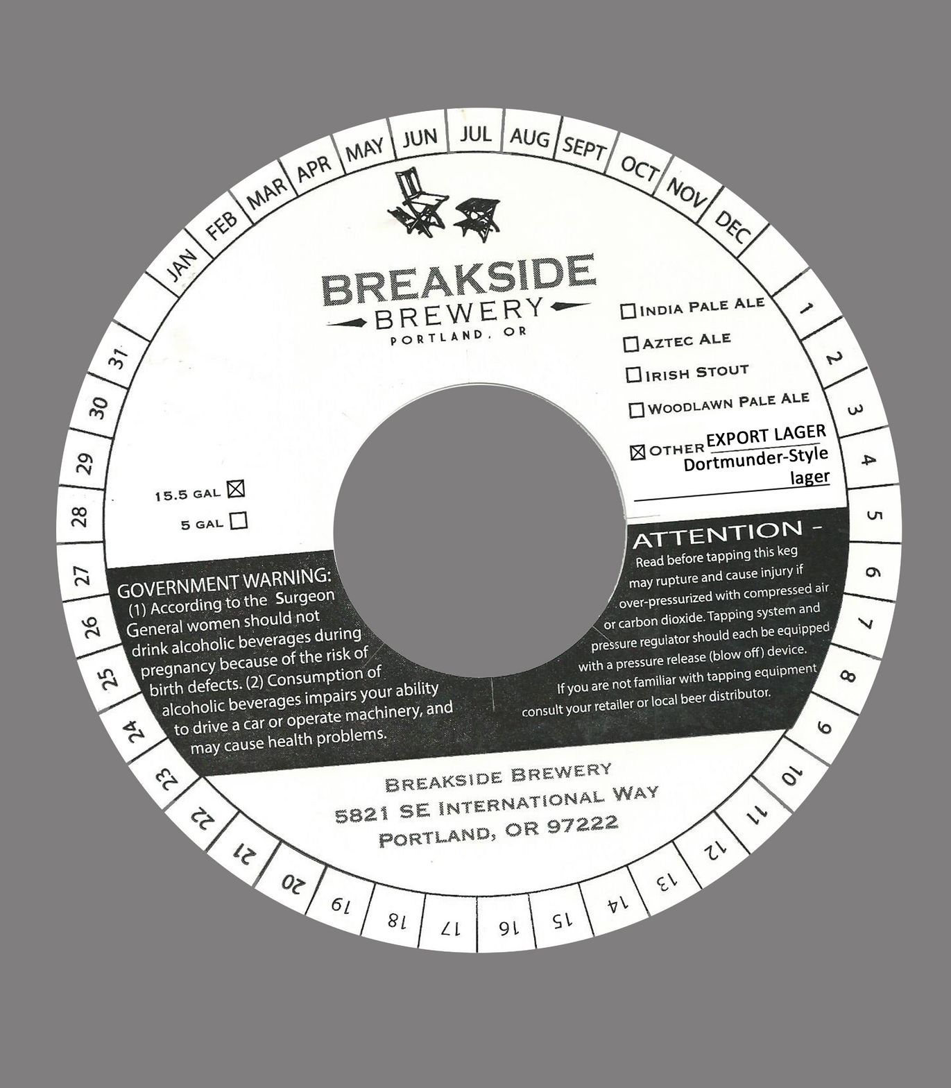 Export Lager — full label as filed with TTB