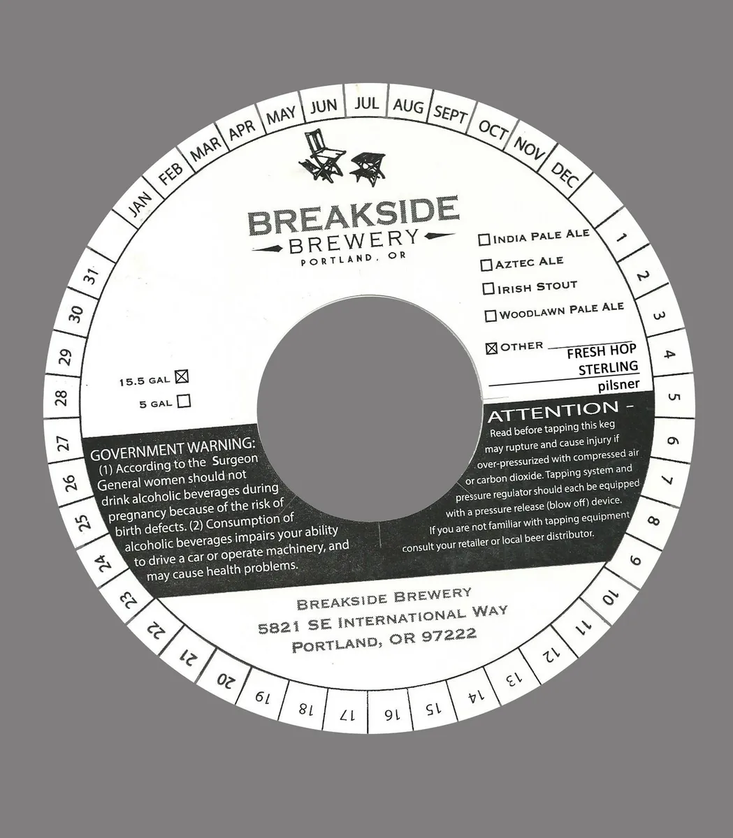 Fresh Hop Sterling Pilsner label art — BREAKSIDE BREWERY