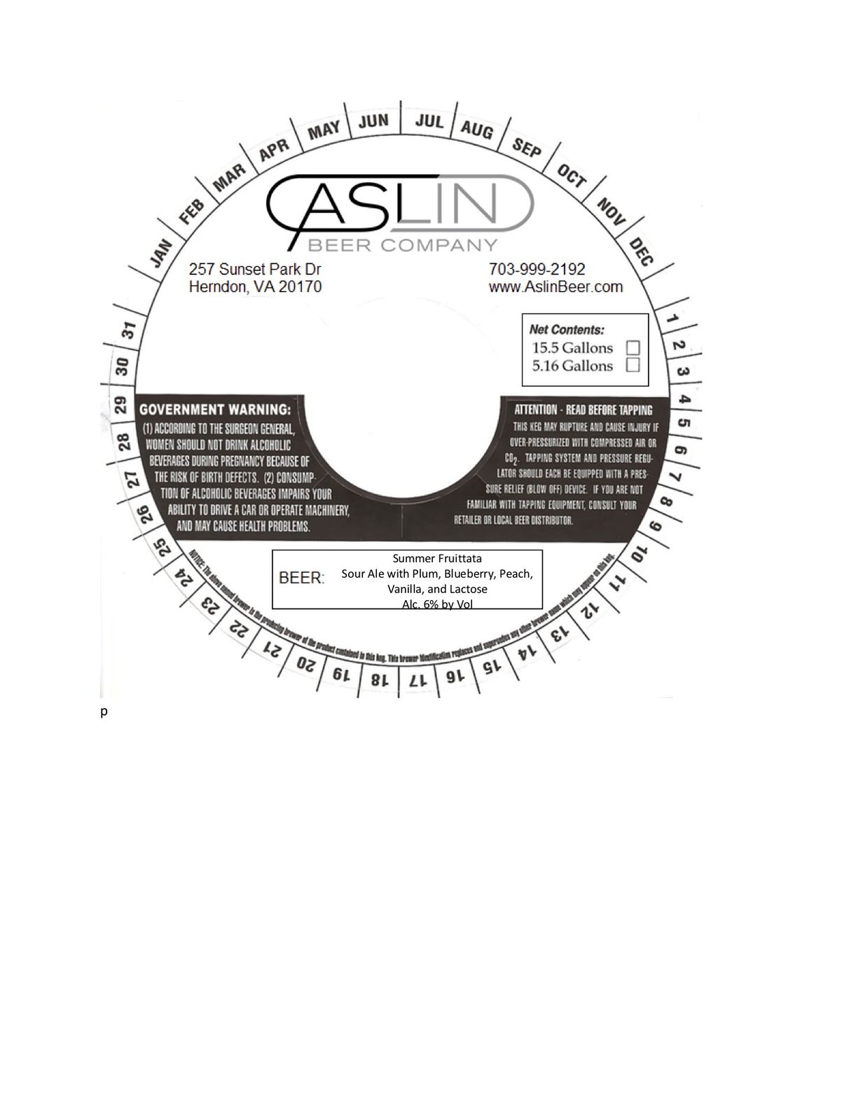 Summer Fruittata — full label as filed with TTB