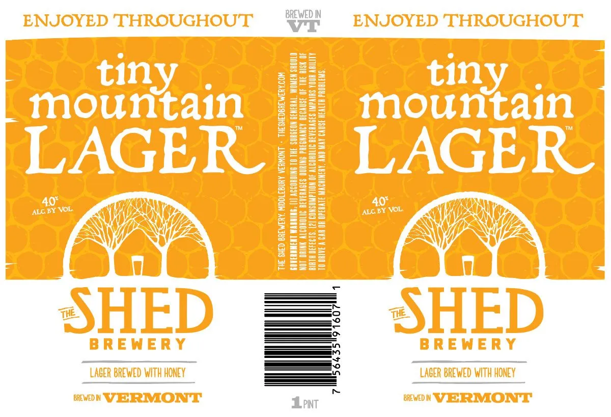 Tiny Mountain Lager label art — THE SHED BREWERY