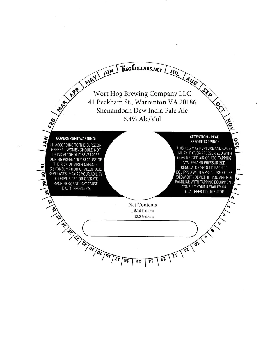 Shenandoah Dew label art — WORT HOG BREWING COMPANY
