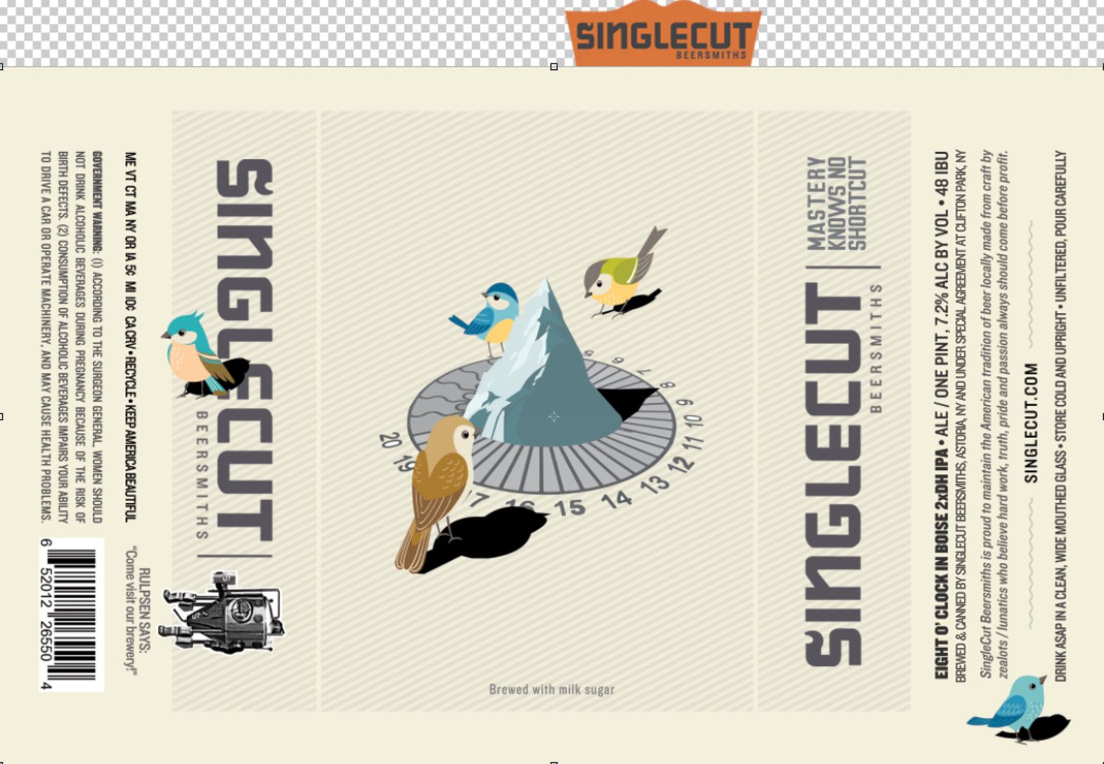 Eight O'Clock in Boise 2xDH IPA — full label as filed with TTB
