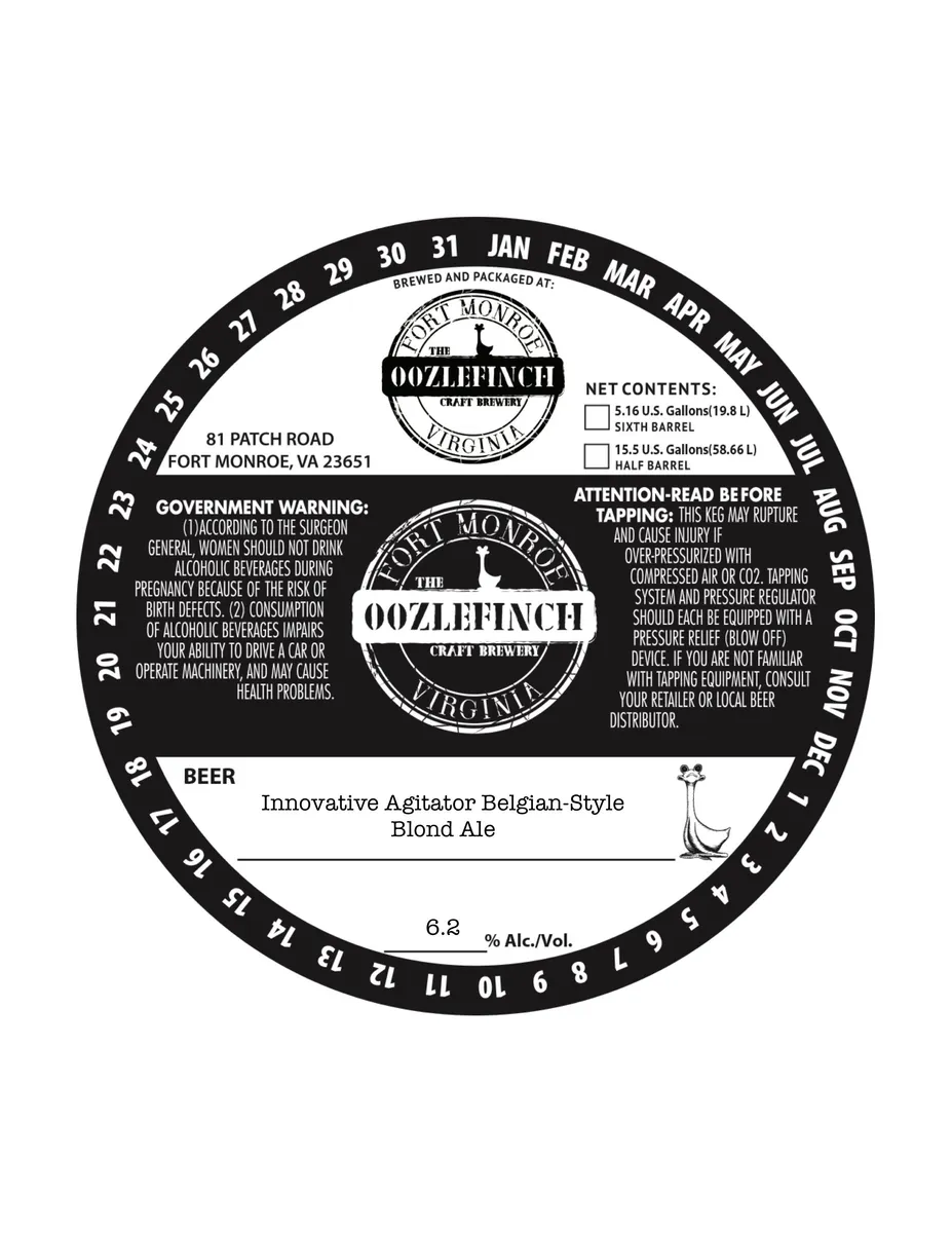Innovative Agitator Belgian-Style Blond Ale label art — OOZLEFINCH CRAFT BREWERY