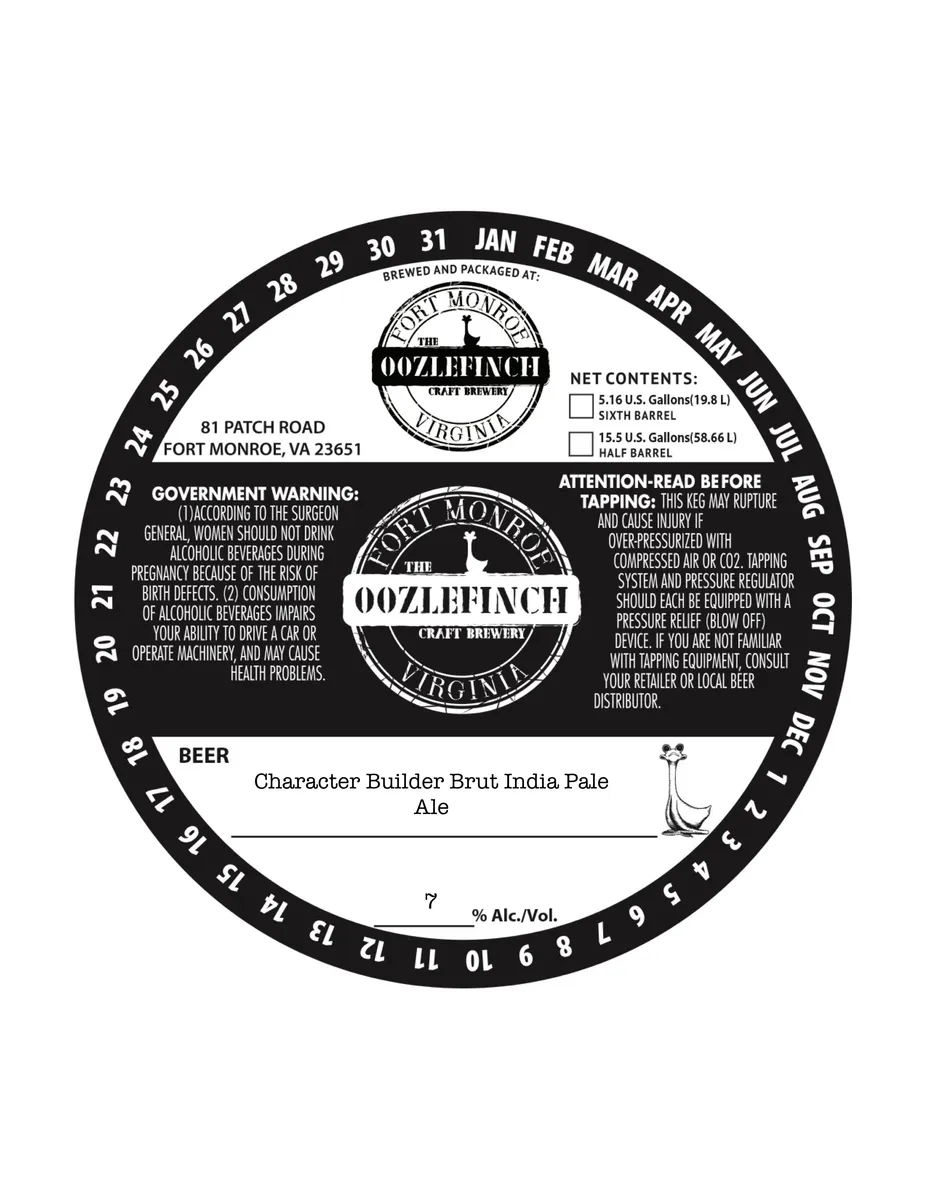 Character Builder Brut India Pale Ale label art — OOZLEFINCH CRAFT BREWERY