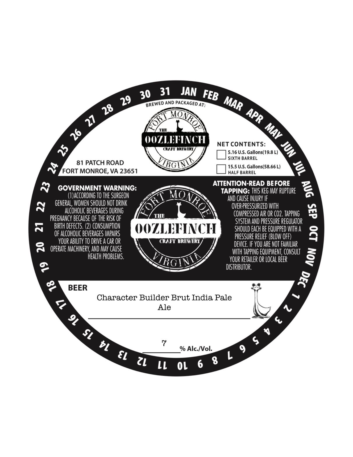 Character Builder Brut India Pale Ale — full label as filed with TTB