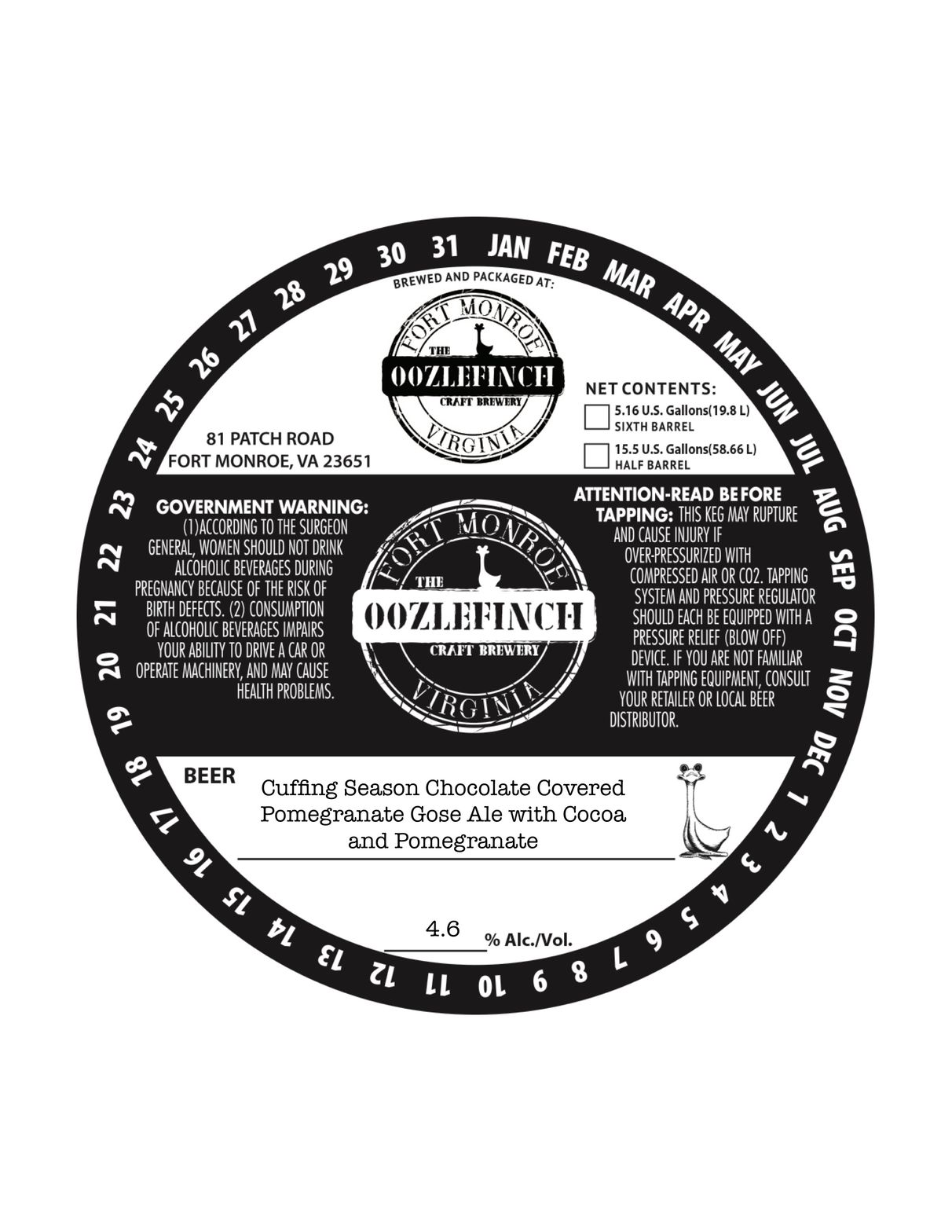 Cuffing Season Chocolate Covered Pomegranate Gose — full label as filed with TTB