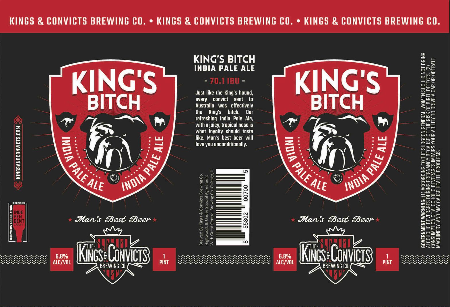 King's Bitch — full label as filed with TTB